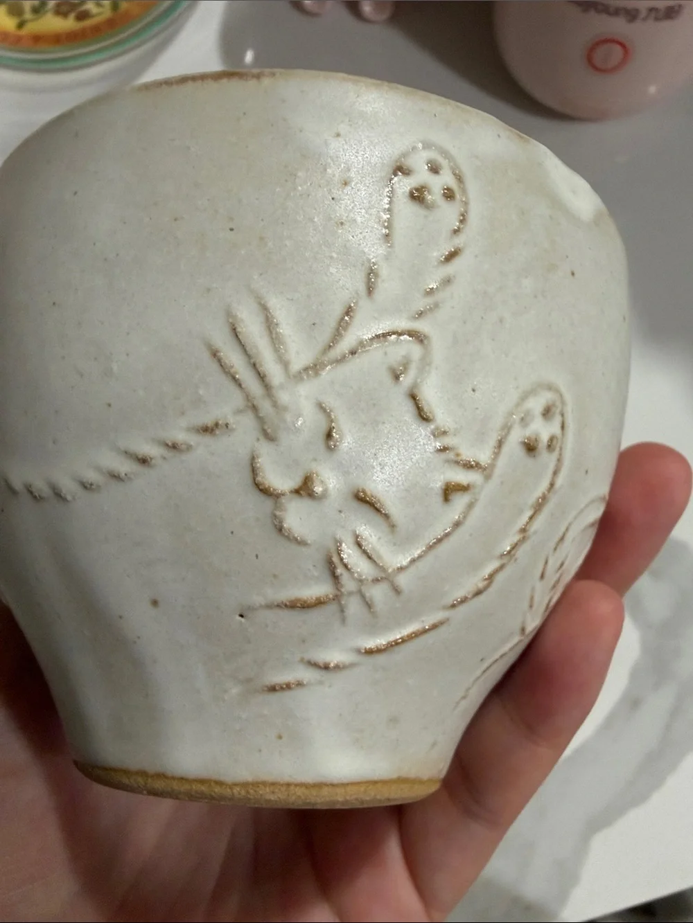 Cream Ceramic Vase with Subtle Brown Accents